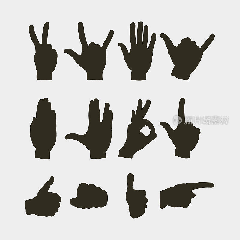 set of hands showing different gestures. vector illustration